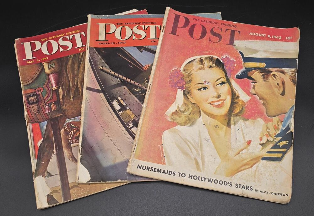WWII Era Saturday Evening Post Lot 1942–1947 w/ Ads & Stories (3 Issues)